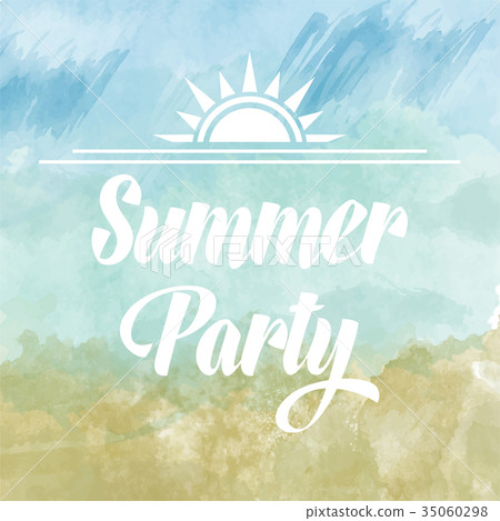 Summer party poster om watercolor background Summer party poster om watercolor background 35060298