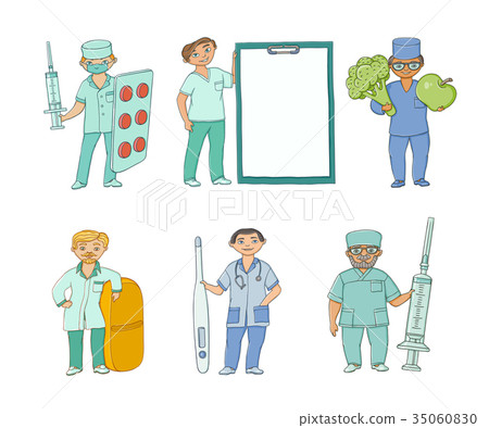 vector flat doctor, nurse surgeon characters set vector flat doctor, nurse surgeon characters set 35060830