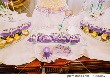 Wedding dessert bar. Close-up view of the sweet 35060879