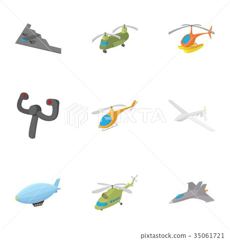 Aircraft icons set, cartoon style Aircraft icons set, cartoon style 35061721