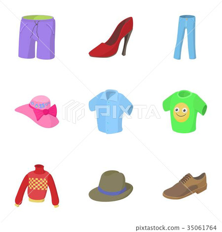 Kind of clothing icons set, cartoon style Kind of clothing icons set, cartoon style 35061764