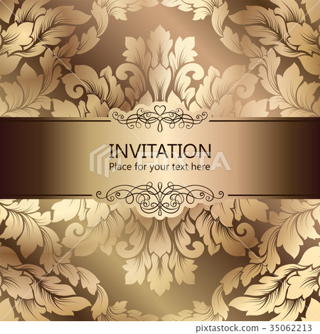 Abstract background beige and gold vintage frame 35062213