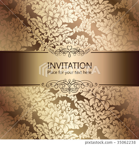 Abstract background beige and gold vintage frame 35062238