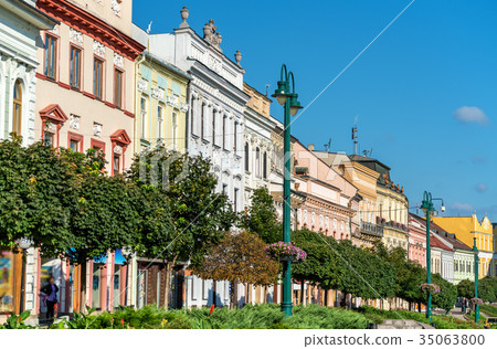 Traditional buildings in the old town of Presov 35063800