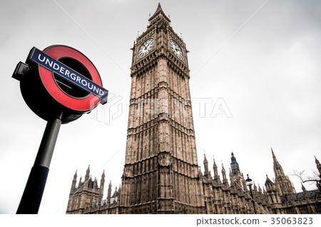 London underground sign and Big Ben London underground sign and Big Ben 35063823
