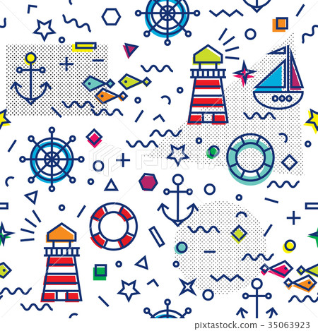 Seamless Marine pattern Seamless Marine pattern 35063923