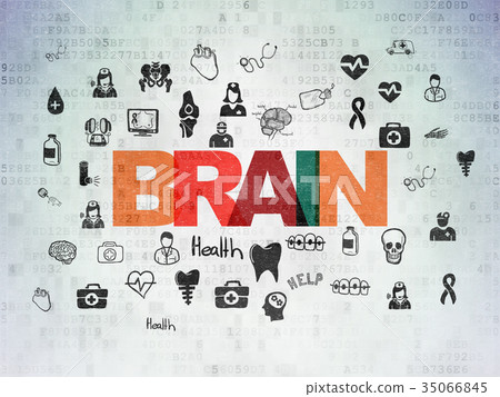 Health concept: Brain on Digital Data Paper Health concept: Brain on Digital Data Paper 35066845