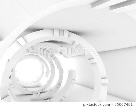 Abstract white interior, futuristic digital tunnel 35067491