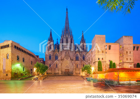Barcelona Cathedral in the morning, Spain 35069074