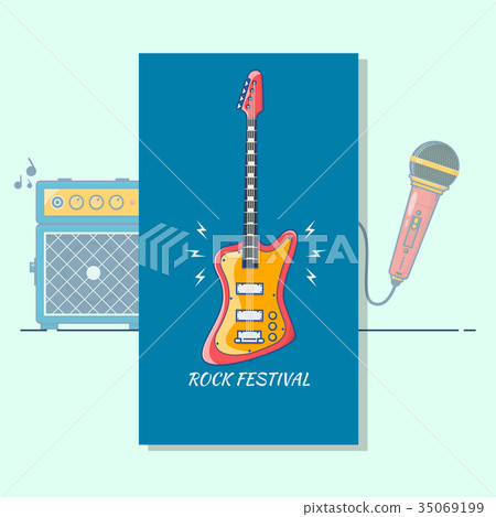 Electric guitar. Music festival.Modern color thin Electric guitar. Music festival.Modern color thin 35069199