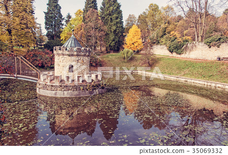 Turret in Bojnice, Slovakia, autumn park, filter 35069332