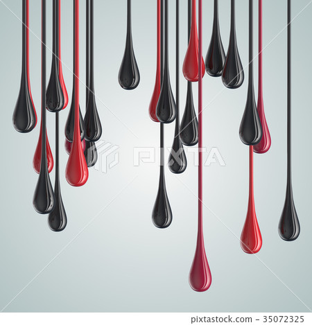 3D red and black glossy paint drop blobs 35072325