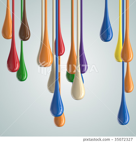 3D color glossy paint drop blobs 35072327