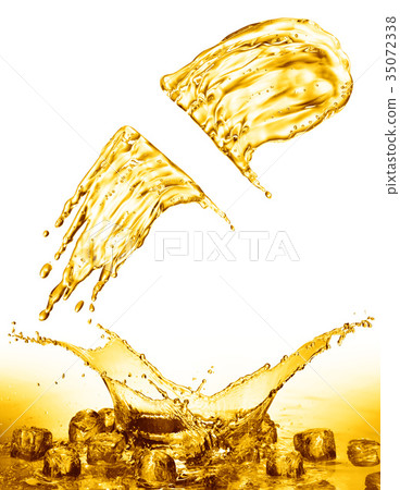 oil splash on gold bokeh background 35072338