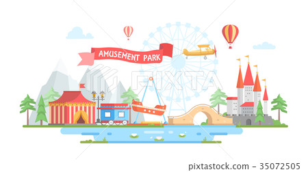 City with amusement park - modern flat design City with amusement park - modern flat design 35072505