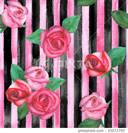 Vertical striped roses pattern 35072707