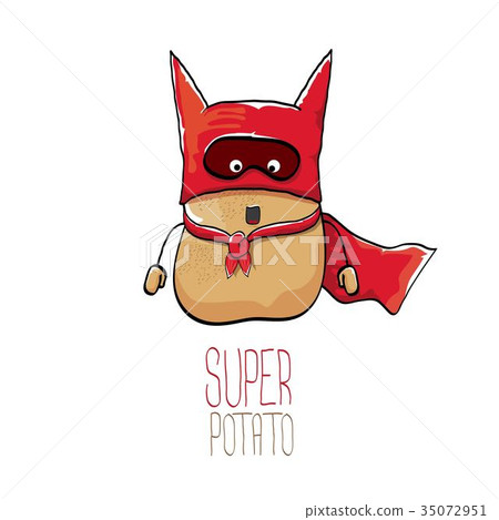 vector funny cartoon cute brown super hero potato 35072951
