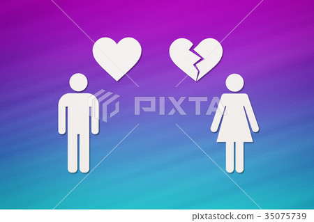 Paper man with heart and woman with broken one 35075739