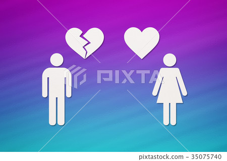 Paper woman with heart and man with broken one 35075740