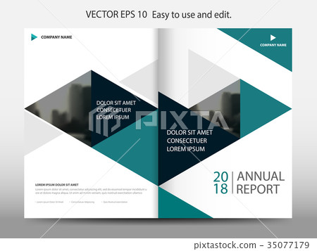 Blue geometric triangle annual Brochure template 35077179