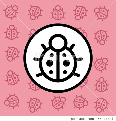 ladybug icon sign and symbol on pink background 35077781