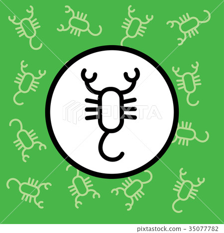 Scorpion icon sign and symbol on green background 35077782