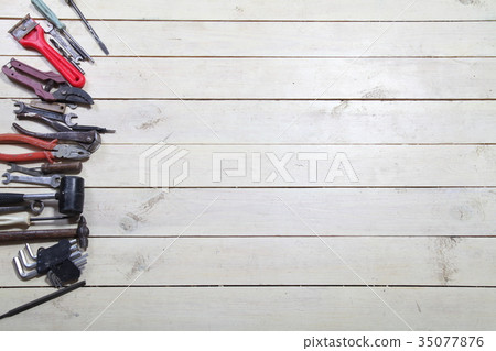 tools for repairs lies on the white boards tools for repairs lies on the white boards 35077876
