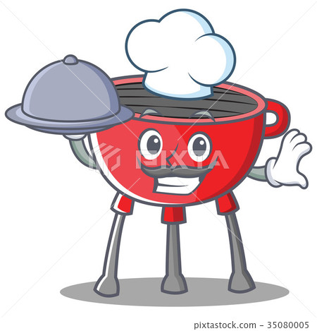 Chef Barbecue Grill Cartoon Character 35080005