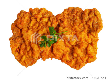 classic Wiener schnitzel isolated on white classic Wiener schnitzel isolated on white 35081541