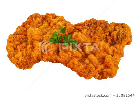 Wiener schnitzel isolated on white background Wiener schnitzel isolated on white background 35081544