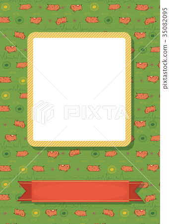 Funny pigs. Frame for picture with banner for text Funny pigs. Frame for picture with banner for text 35082095