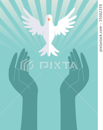 Hands Praise Dove Illustration 35082359