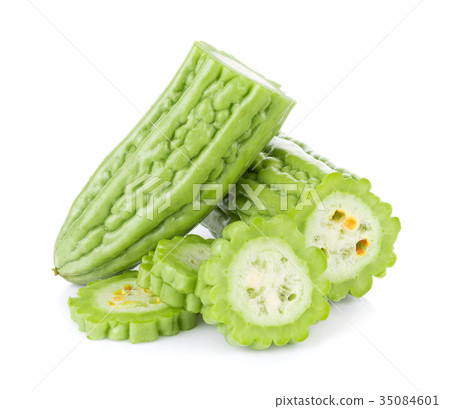 Momordica charantia on white background. Gourd Momordica charantia on white background. Gourd 35084601