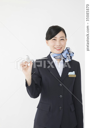 CA cabin attendant with plane 35085870