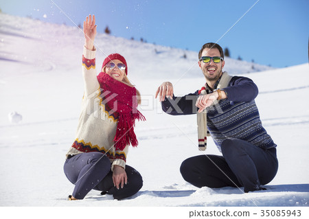 Carefree happy young couple having fun together in 35085943