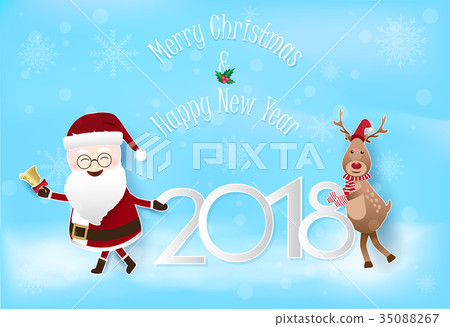 Christmas and new year 2018 background 35088267
