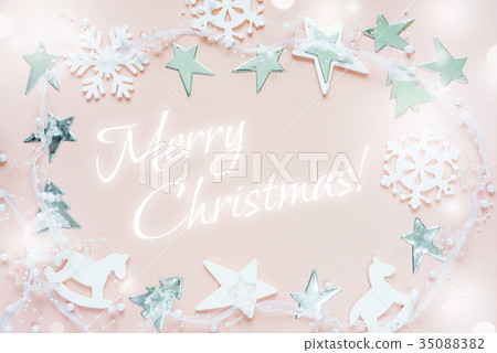 White-pink Christmas greeting card 35088382