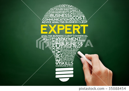 Expert bulb word cloud collage 35088454
