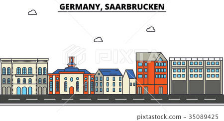 Germany, Saarbrucken. City skyline architecture 35089425