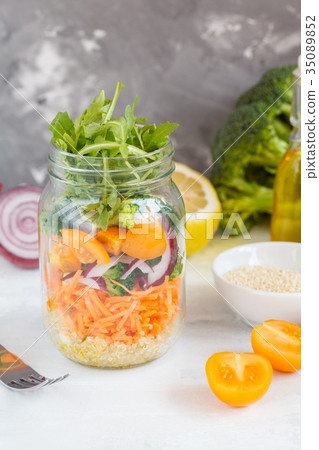 Healthy vegetable salad in a jar Healthy vegetable salad in a jar 35089852