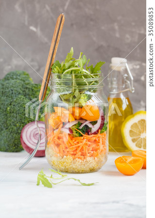 Healthy vegetable salad in a jar 35089853