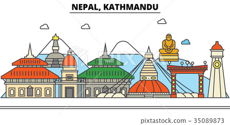 Nepal, Kathmandu. City skyline architecture Nepal, Kathmandu. City skyline architecture 35089873