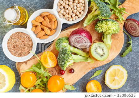 Ingredients for a healthy vegetable salad Ingredients for a healthy vegetable salad 35090523