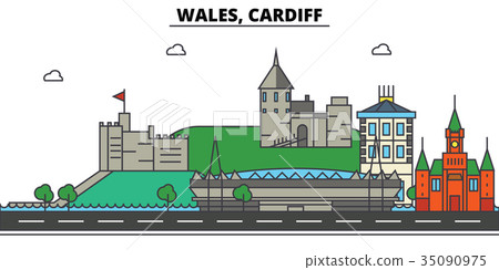 Wales, Cardiff. City skyline architecture 35090975