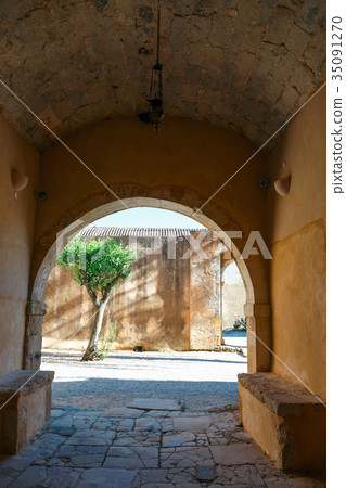 Passageway in the Arkadi Monastery, Crete, Greece Passageway in the Arkadi Monastery, Crete, Greece 35091270