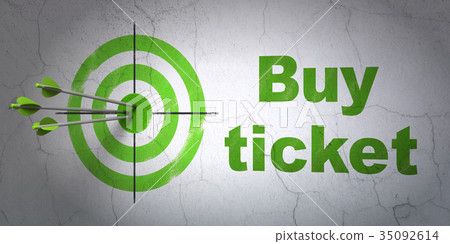 Tourism concept: target and Buy Ticket on wall Tourism concept: target and Buy Ticket on wall 35092614