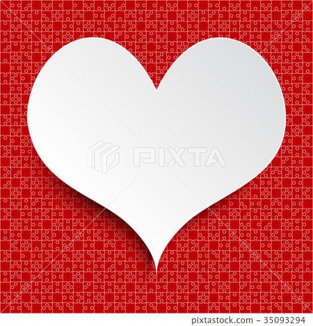 White Heart. Red Piece Puzzle Valentine Love. White Heart. Red Piece Puzzle Valentine Love. 35093294