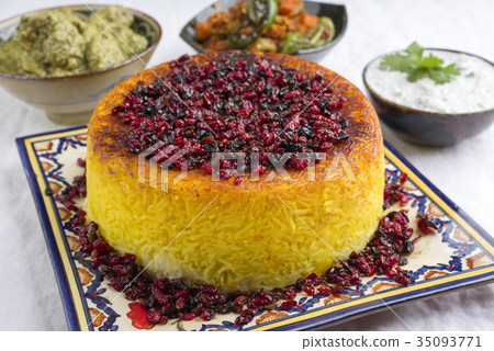 Traditional Rice Pie with Berberis and Curry Traditional Rice Pie with Berberis and Curry 35093771