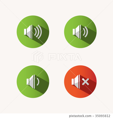 Sound icons with shade on colored circles  35093812