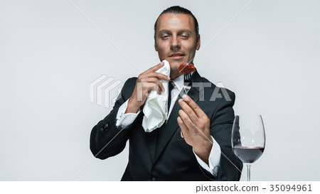 Bloody Halloween theme: crazy man with a knife 35094961